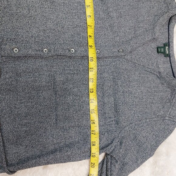 Roots 100% Cotton Gray Long Sleeve Button Up V-Neck Sweater Dress v - Picture 4 of 8